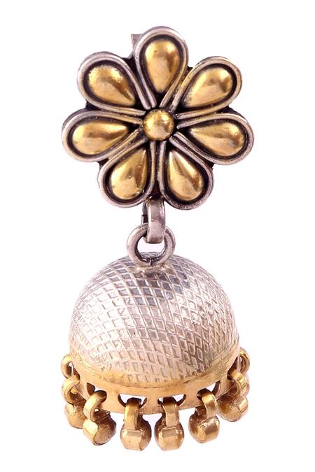 Shop_Noor_Silver Plated Oxidized Jhumkas_Online_at_Aza_Fashions