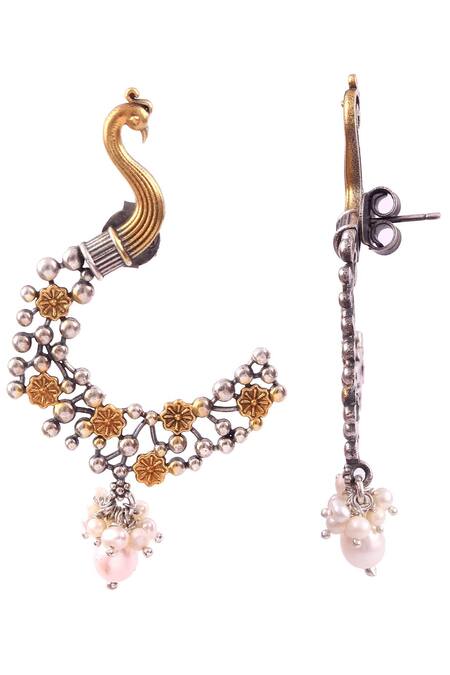 Buy_Noor_Gold Plated Pearls Drop Earrings_Online_at_Aza_Fashions