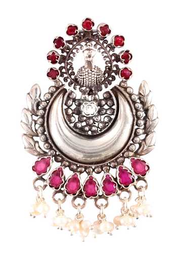 Shop_Noor_Silver Plated Rhinestones Handcrafted Oxidized Chandbalis_Online_at_Aza_Fashions