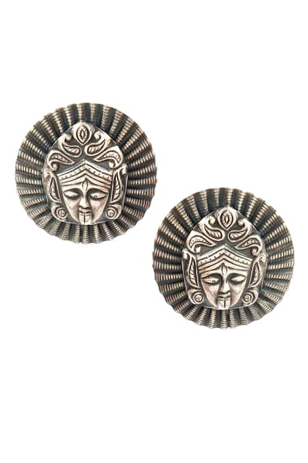 Noor Oxidized Statement Temple Studs 