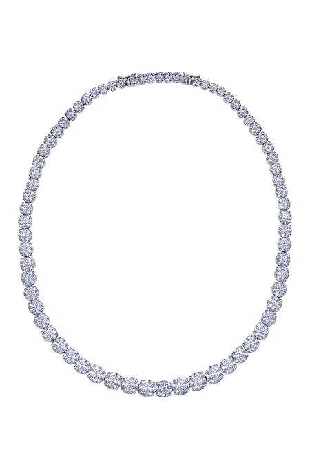 Shop DIOSA PARIS JEWELLERY Silver Plated Swarovski Zirconia Necklace at Aza Fashions Shop_DIOSA PARIS JEWELLERY_Silver Plated Swarovski Zirconia Necklace_at_Aza_Fashions