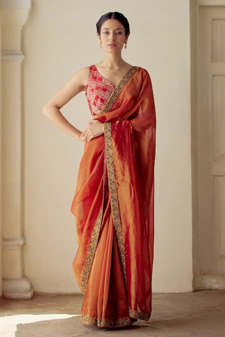 Orange Color Festival Wear Saree for Women - Andaaz Fashion