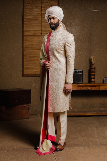 Punit Arora Silk Embroidered Sherwani Set 