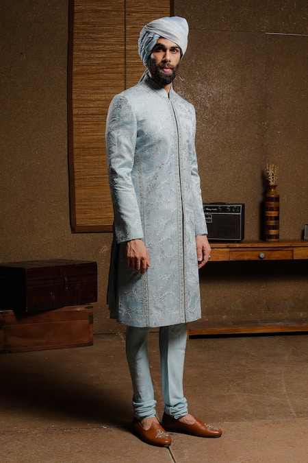 Punit Arora Floral Thread Embroidered Sherwani Set 