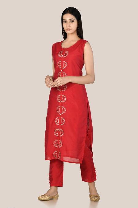 Khwaab by Sanjana Lakhani Red Silk Kurta And Pant Set