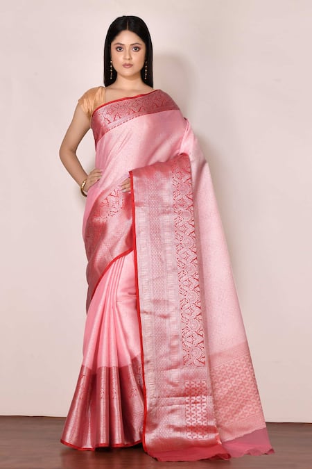 Fantabulous Baby Pink Banarasi Silk Saree With Ebullience Blouse Piece –  LajreeDesigner