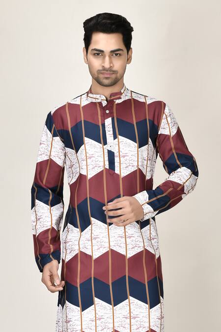 Buy Aryavir Malhotra Multi Color Rayon Printed Short Kurta at Aza Fashions Buy_Aryavir Malhotra_Multi Color Rayon Printed Short Kurta_at_Aza_Fashions