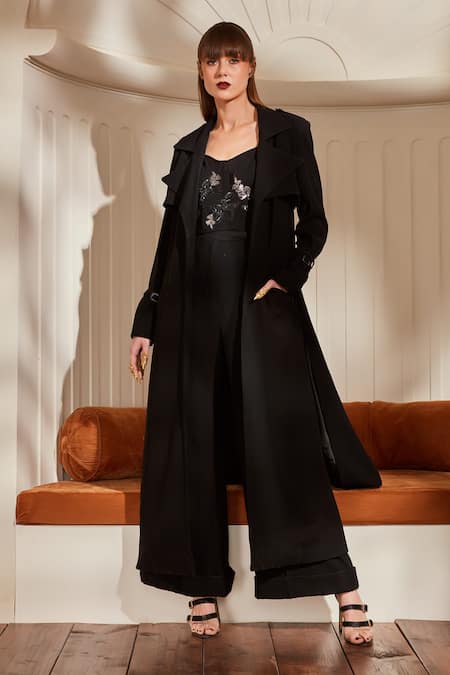Nikita Mhaisalkar Embroidered Trench Coat And Pant Set Aza Fashions Nikita Mhaisalkar Embroidered, Sleeveless Trench Coat H Magnum