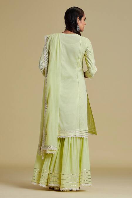 Saundh Green Dhaka Mal Cotton Embroidered Kurta Set 2