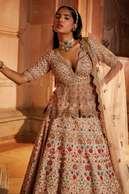 Buy Nitika Gujral Pink Raw Silk, Tulle Beads And Sequins, Embroidered Peplum Bridal Lehenga Set Online at Aza Fashions Buy_Nitika Gujral_Pink Raw Silk, Tulle Beads And Sequins, Embroidered Peplum Bridal Lehenga Set _Online_at_Aza_Fashions