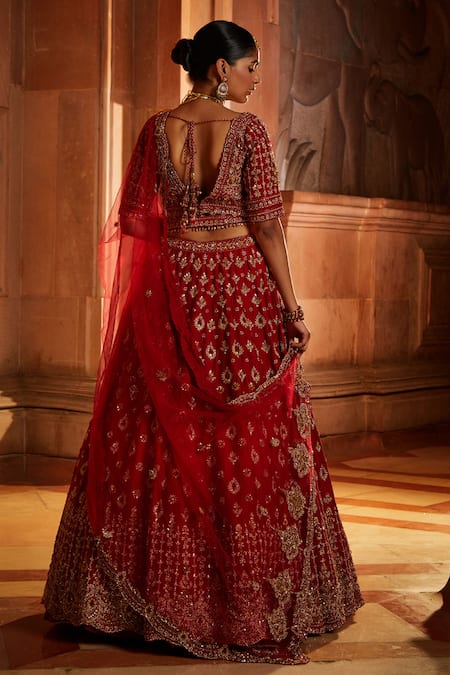 Nitika Gujral Raw Silk Embroidered Bridal Lehenga Set 