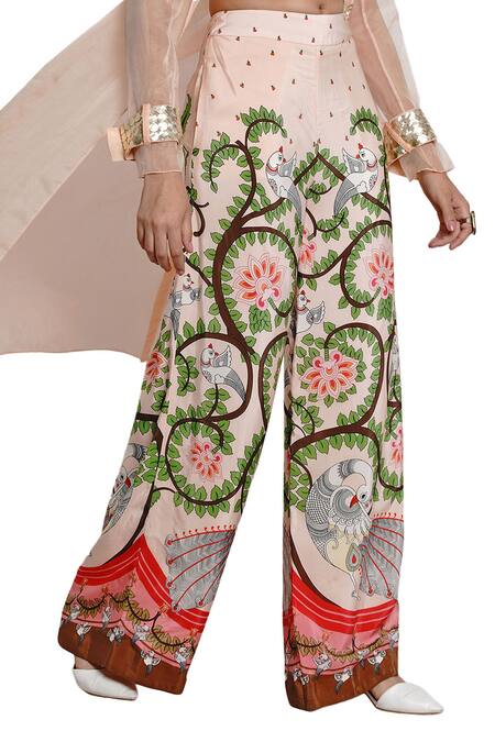 Limerick By Abirr N' Nanki Pink Crepe Printed Pants at Aza Fashions Limerick By Abirr N' Nanki_Pink Crepe Printed Pants_at_Aza_Fashions