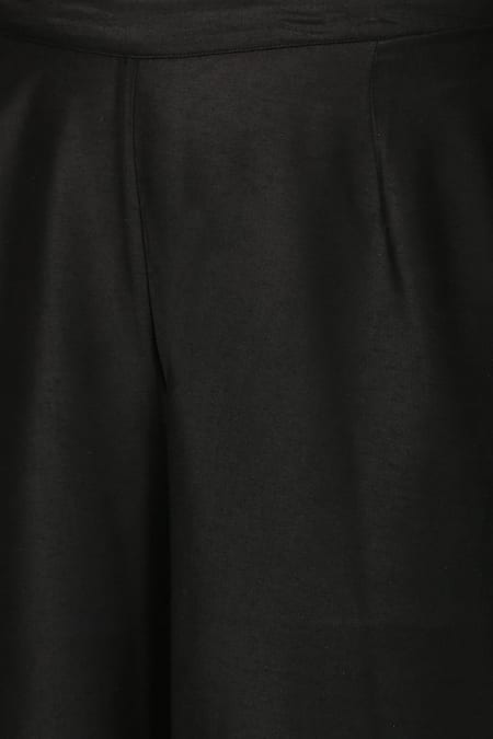 Buy_NUHH_Black Dupatta Organza, Kurta And Pant Pst Silk Keyhole Set With _Online_at_Aza_Fashions