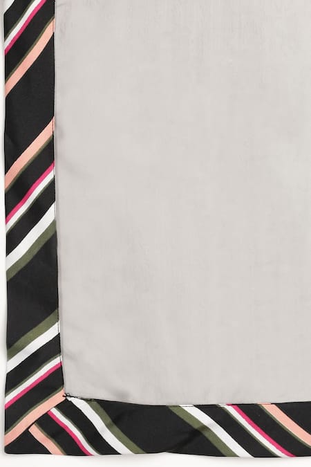 Shop_NUHH_Black Dupatta Organza, Kurta And Pant Pst Silk Keyhole Set With _Online_at_Aza_Fashions