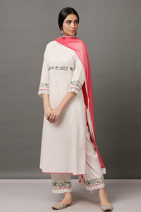 NUHH Cotton Striped Kurta Set 