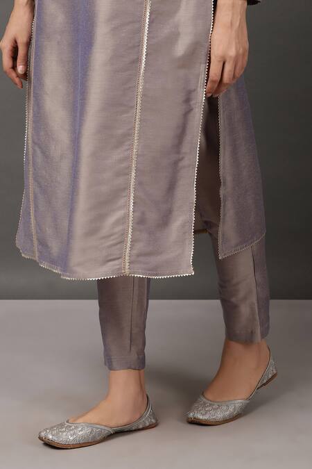 Buy_NUHH_Grey 100% Polyester Round Straight Kurta Set _Online_at_Aza_Fashions