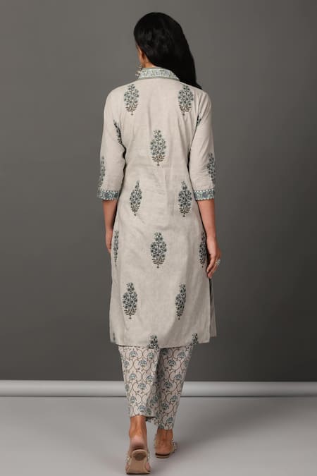 NUHH Floral Print Kurta & Pant Set 