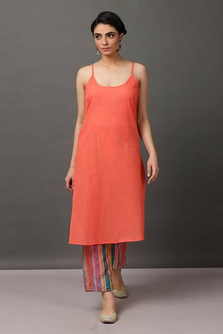 Buy_NUHH_Multi Color Kurta And Pant 100 % Polyester Slip 100% Cotton Striped & Set _Online_at_Aza_Fashions