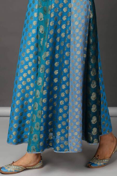 Shop NUHH Blue Viscose Georgette, Lining Shantoon Paisley Motif Skirt Online at Aza Fashions Shop_NUHH_Blue Viscose Georgette, Lining Shantoon Paisley Motif Skirt _Online_at_Aza_Fashions
