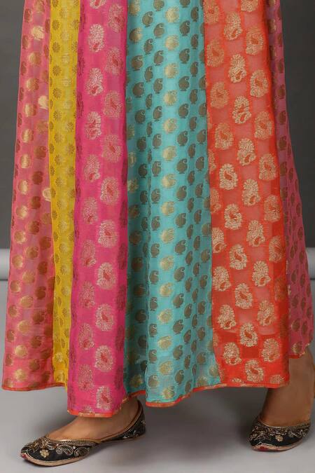 Shop NUHH Multi Color Viscose Georgette, Lining Shantoon Paisley Motif Skirt Online at Aza Fashions Shop_NUHH_Multi Color Viscose Georgette, Lining Shantoon Paisley Motif Skirt _Online_at_Aza_Fashions