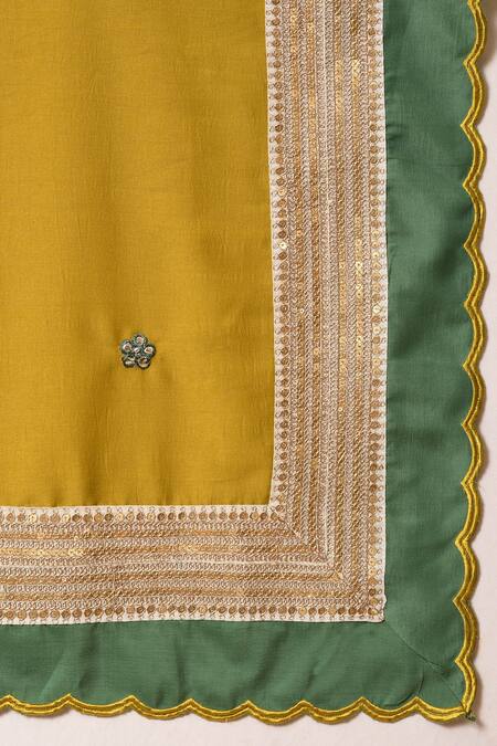 Shop_NUHH_Green Chinon Embroidery Round Embellished Kurta Set  _Online_at_Aza_Fashions