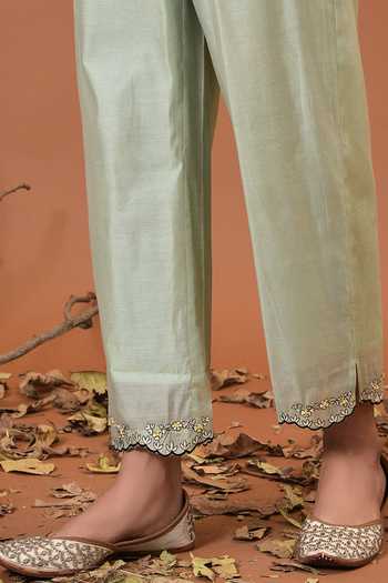 NUHH_Pink Chanderi And Georgette Round Kurta Set _at_Aza_Fashions