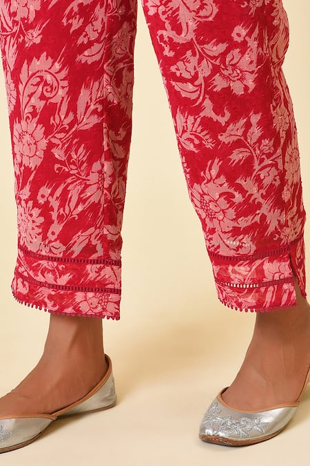 Shop_NUHH_Pink Chiffon, Georgette And Cotton Round Printed Anarkali Set _Online_at_Aza_Fashions