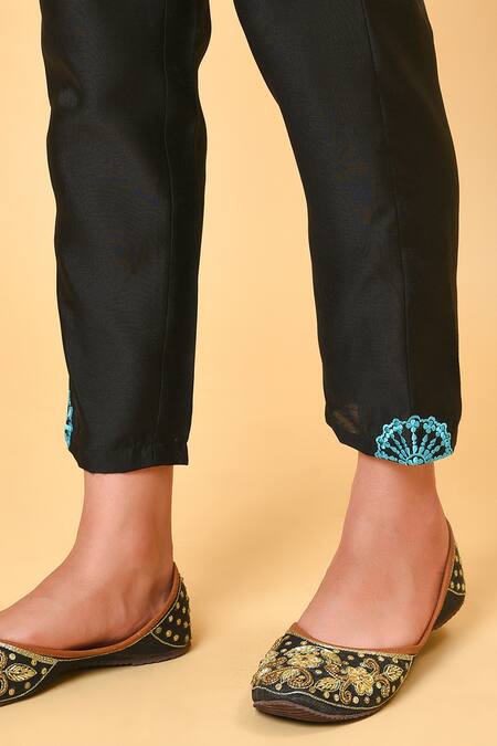 Shop_NUHH_Black Chanderi And Chiffon Round Anarkali Set _Online_at_Aza_Fashions