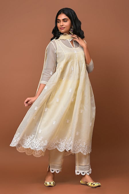 Nuhh Floral Embroidered Anarkali Set 