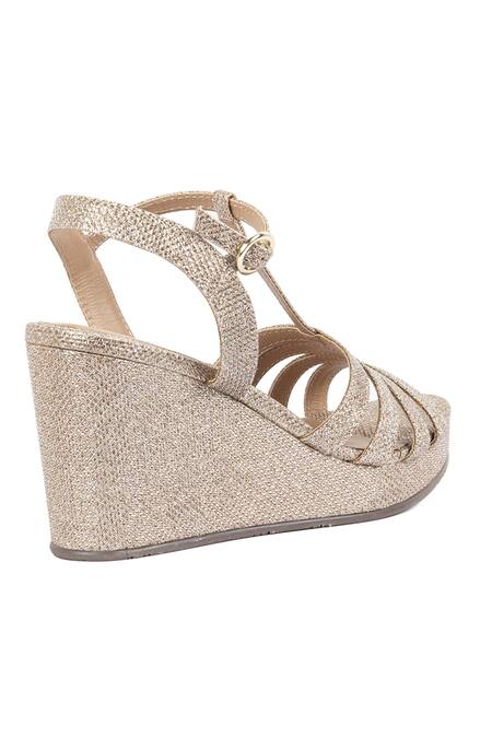Buy_Vanilla Moon_Gold Nicole Metallic Wedges_Online_at_Aza_Fashions