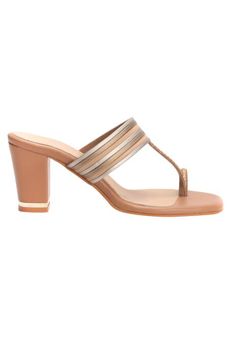 Nidhi Bhandari_Beige Kolhapuri Block Heels _Online_at_Aza_Fashions