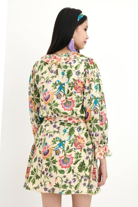 Nikasha Cotton Silk Floral Hand Painted Dress  
