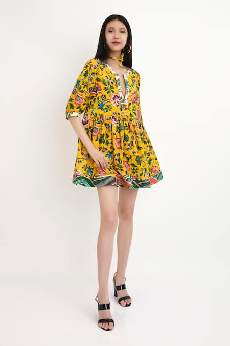Nikasha Cotton Floral Motif Dress 