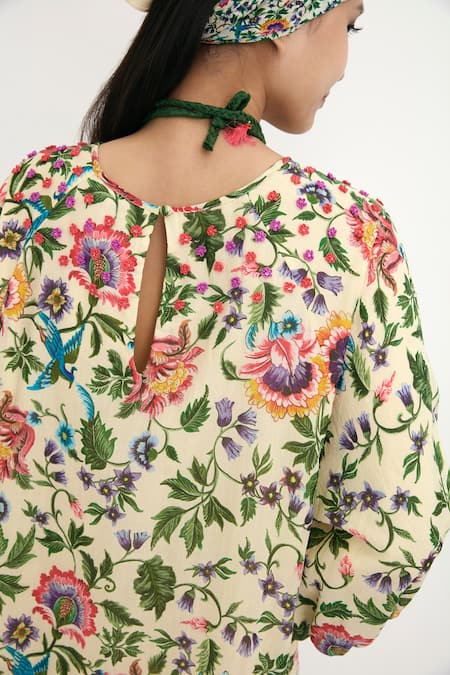 Shop Nikasha Beige 100% , Lining 100% Chintz Round Printed Dress Online at Aza Fashions Shop_Nikasha_Beige 100% , Lining 100% Chintz Round Printed Dress _Online_at_Aza_Fashions