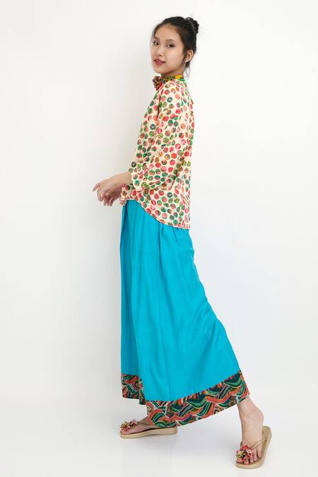 Buy Nikasha Blue Waves Silk Motif Palazzo Online at Aza Fashions Buy_Nikasha_Blue Waves Silk Motif Palazzo _Online_at_Aza_Fashions