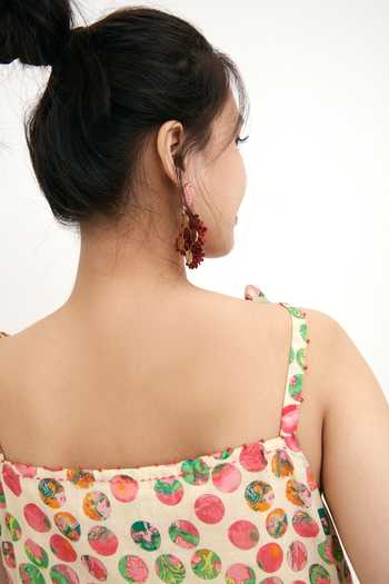 Buy_Nikasha_Beige Silk, Lining 100% Chintz Square Neck Polka Camisole Top _Online_at_Aza_Fashions