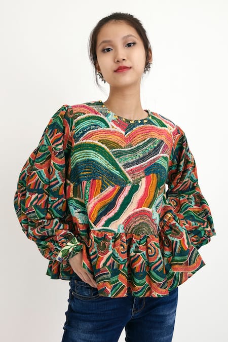 Nikasha Hand Painted Cotton Silk Top 