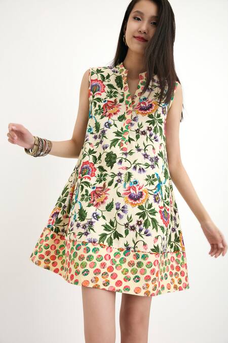 Buy Nikasha Beige 100% , Lining 100% Floral And Pola Motifs Band Painted Tunic Online at Aza Fashions Buy_Nikasha_Beige 100% , Lining 100% Floral And Pola Motifs Band Painted Tunic _Online_at_Aza_Fashions