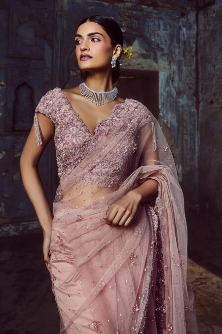 Buy BANARASI PATOLA Pink Peach With Silver Weaved Organza Silk Saree And  Silver Zari With Rich Jacquard Pallu With Blouse Piece | Shoppers Stop