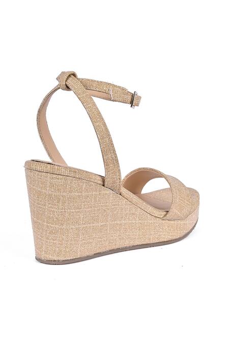Vanilla Moon Gold Glitter Nila Open Toe Wedges Online at Aza Fashions Vanilla Moon_Gold Glitter Nila Open Toe Wedges_Online_at_Aza_Fashions