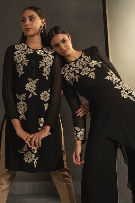 Buy Namrata Joshipura Black Georgette Embroidery Round Layered Jumpsuit Online at Aza Fashions Buy_Namrata Joshipura_Black Georgette Embroidery Round Layered Jumpsuit _Online_at_Aza_Fashions
