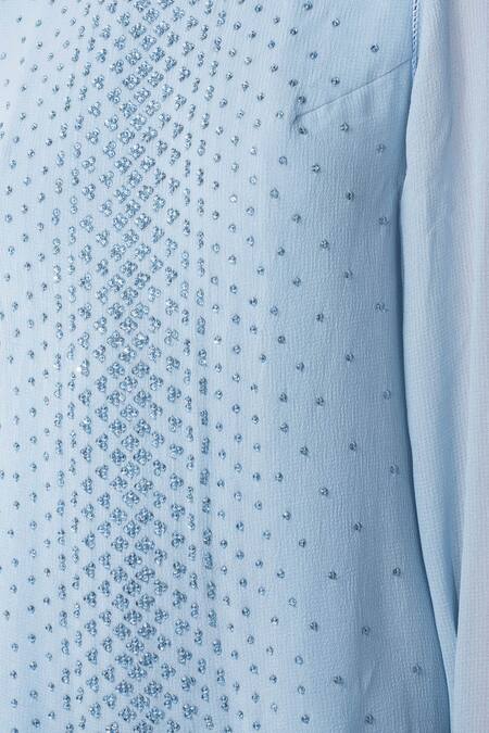 Namrata Joshipura_Blue Georgette Embellished Sequin Work Round Neck Jumpsuit _at_Aza_Fashions