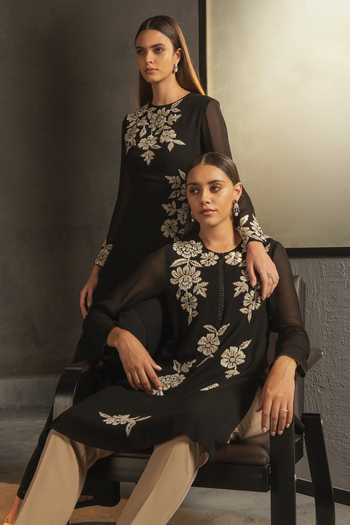 Buy_Namrata Joshipura_Black Georgette High-low Embroidered Tunic_Online_at_Aza_Fashions