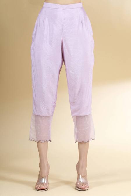 Shop Neha Khullar Pink Chiffon, Chanderi Silk Round Floral Print Straight Kurta And Pant Set Online at Aza Fashions Shop_Neha Khullar_Pink Chiffon, Chanderi Silk Round Floral Print Straight Kurta And Pant Set _Online_at_Aza_Fashions