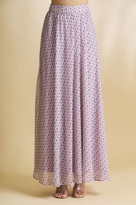 Shop Neha Khullar Pink Chiffon Top Round Inner Sweetheart Floral Printed Skirt Set Online at Aza Fashions Shop_Neha Khullar_Pink Chiffon Top Round Inner Sweetheart Floral Printed Skirt Set _Online_at_Aza_Fashions