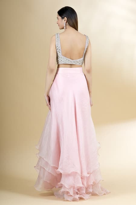 Neha Khullar Organza Ruffled Lehenga Set 