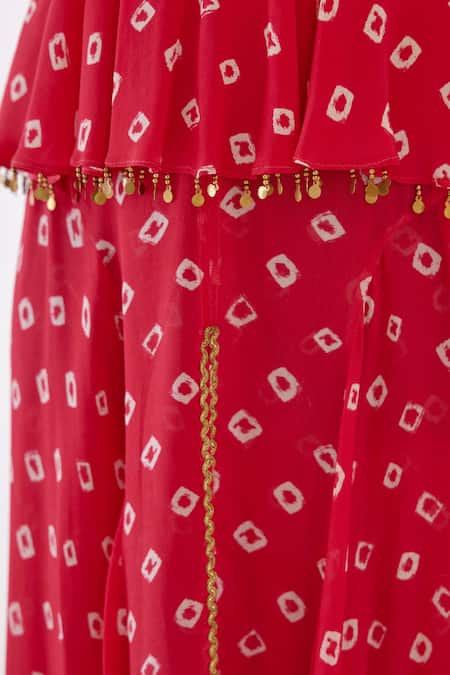 Shop_Nikasha_Pink 100% Crepe, 100% Georgette Printed Peplum Top And Sharara Set _Online_at_Aza_Fashions