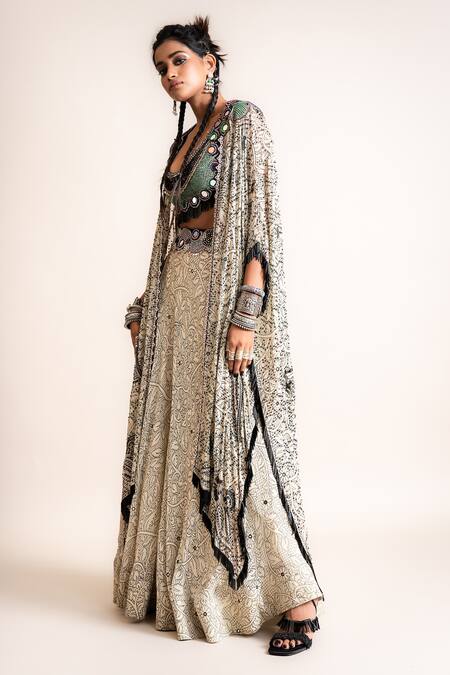 Buy_Nupur Kanoi_Off White Jacket And Pant- Georgette & Blouse- Crepe Kaftan & Circular Set_Online_at_Aza_Fashions