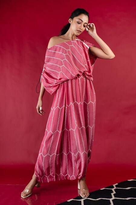 EILLY BAZAR One Shoulder Cloak Sleeve Buckled Side Jumpsuit for Women Pink  S - Walmart.com