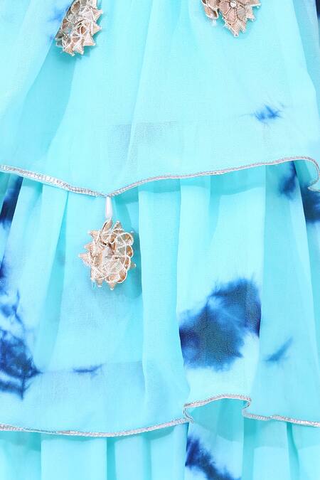 Fairies Forever_Blue Polyester Blend Tie Dye Kurta And Sharara Set _Online_at_Aza_Fashions